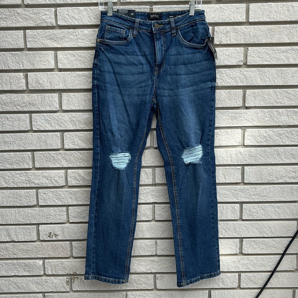 Buffalo David Bitton Brooke High Rise Slim Straight Distressed Jeans Size 27